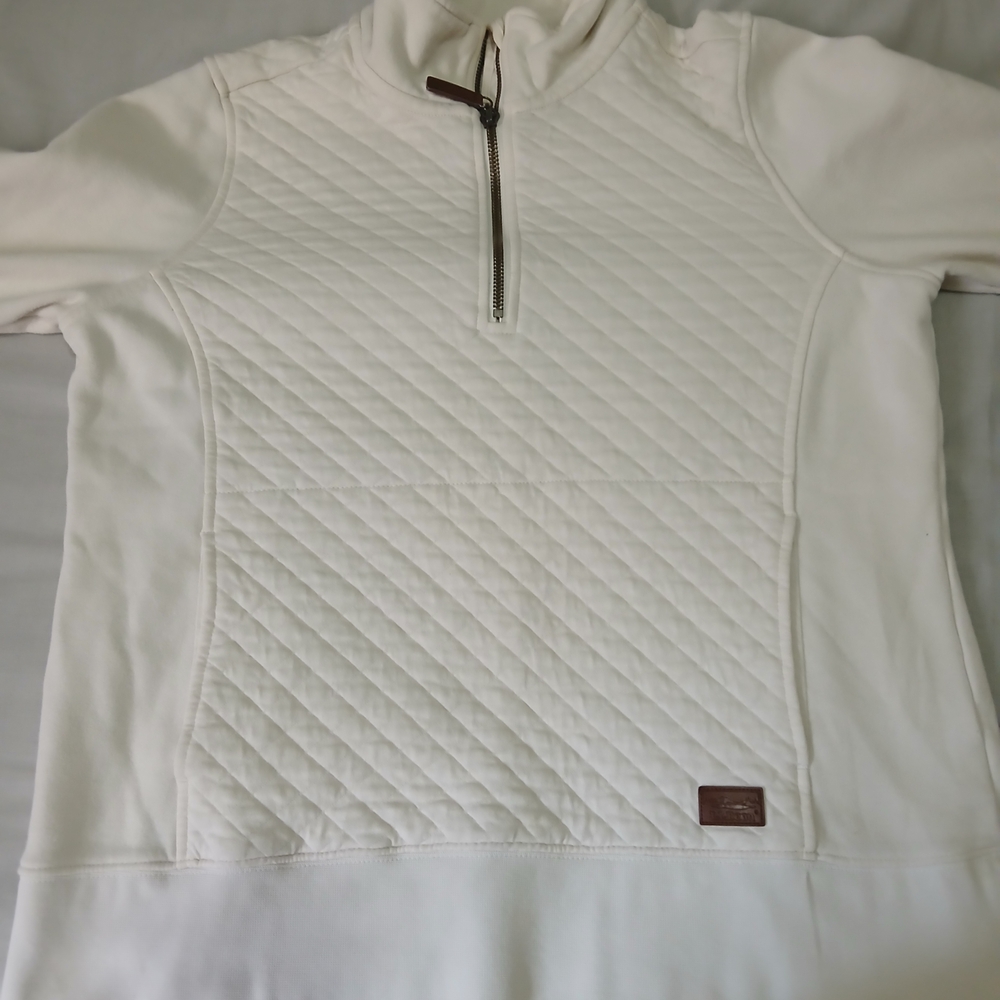 L.L. Bean Cream Quilted Zip Pullover